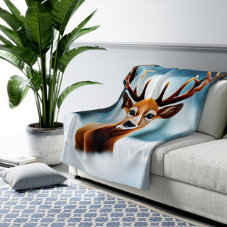 Seasonal Reindeer Sherpa Fleece Blanket