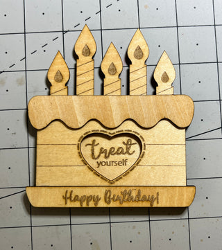 Birthday Cake Gift Card Holder - Wooden