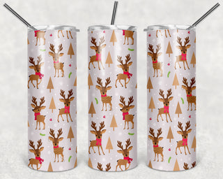 Festive Reindeers and Christmas Trees Holiday Canvas Print
