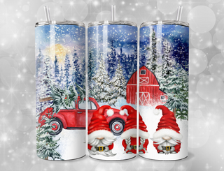 Gnomes, Classic Red Car and Red Barn Tumbler