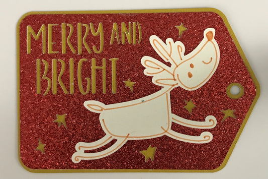 Merry and Bright Reindeer Gift Tags (set of 5) | Assorted Colors