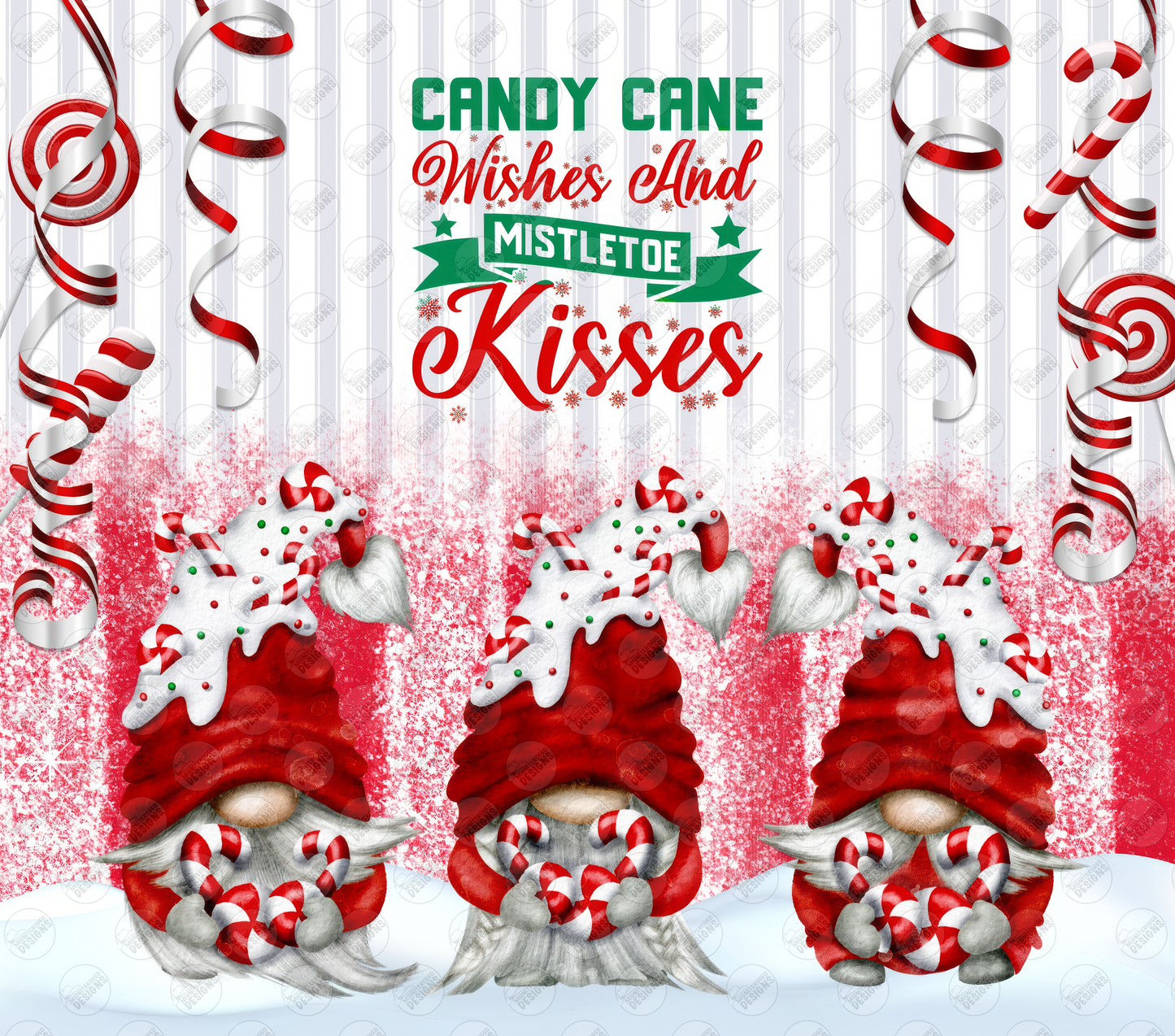 Candy Cane Wishes and Mistletoe Kisses Gnomes Tumbler