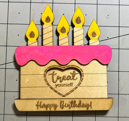 Birthday Cake Gift Card Holder - Wooden/Painted