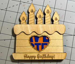 Birthday Cake Gift Card Holder - Wooden/Painted