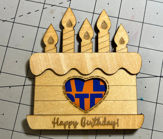 Birthday Cake Gift Card Holder - Wooden
