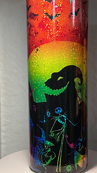 Halloween Themed 20 oz Vinyl Wrapped Duo Skinny Tumbler v5