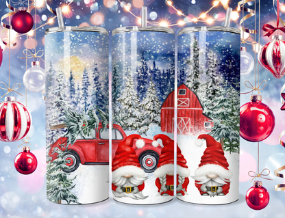 Gnomes, Classic Red Car and Red Barn Tumbler