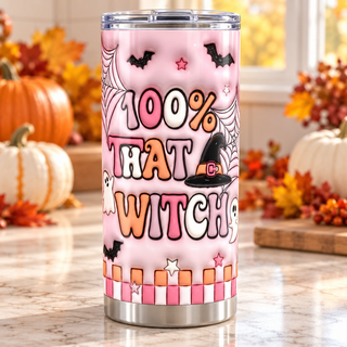 100% That Witch — one tumbler in kitchen setting