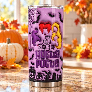 Witch Lettering on purple — one tumbler in kitchen setting