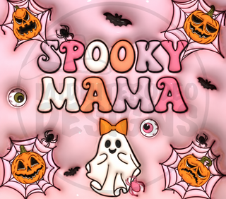 Spooky Mama: witch-hat ghost and pumpkins — watermarked full artwork