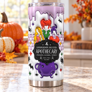 Witch Apothecary: witches and cauldron — one tumbler in kitchen setting