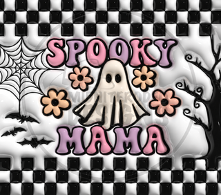 Spooky Mama: ghost and checkerboard — watermarked full artwork