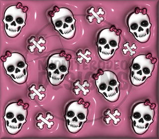 Skulls with pink bows and crossbones — watermarked full artwork