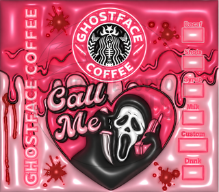 Screaming-Mask Character coffee parody: Call Me heart — watermarked full artwork