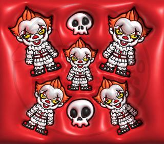 Sinister Clown figures and skulls on red — watermarked full artwork