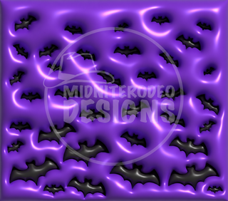Black bats on purple — full flat artwork preview with MidniteRodeo Designs watermark