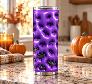 Black bats on purple — kitchen lifestyle mockup