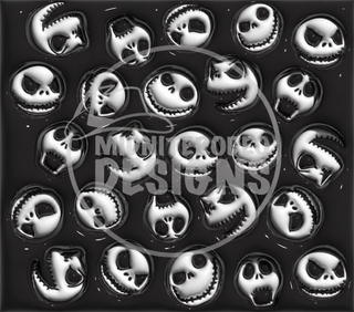 Striped-Suit Skeleton face pattern on black — full flat artwork preview with MidniteRodeo Designs watermark