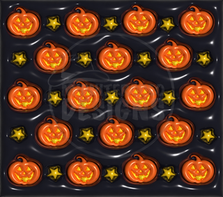 Jack-o-lanterns and stars on black — watermarked artwork