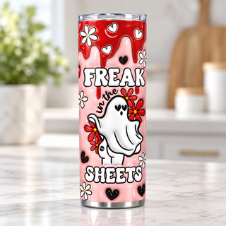Freak in the Sheets: ghost and flowers — single tumbler on kitchen counter
