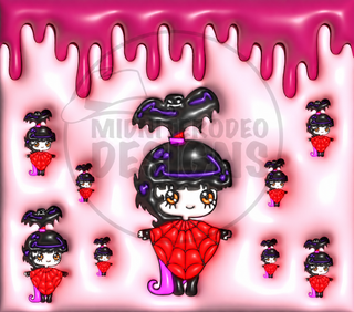 Cartoon Woman dressed as a witch on pink — full flat artwork preview with approximately 30% logo watermark