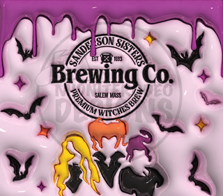 Witch Brewing: pink-purple silhouette design — full flat artwork preview with approximately 30% logo watermark
