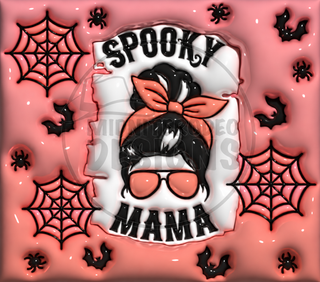 Spooky Mama: bun, bow and sunglasses — full flat artwork preview with faint MidniteRodeo Designs logo watermark