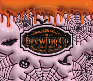 Witch Brewing: pink web design — full flat artwork preview with faint MidniteRodeo Designs logo watermark