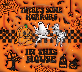 Theres Some Horrors in This House on orange — full flat artwork preview with faint MidniteRodeo Designs logo watermark