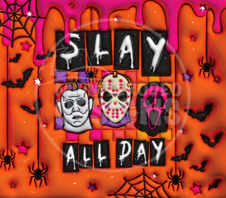 Slay All Day: horror masks — full watermarked artwork preview