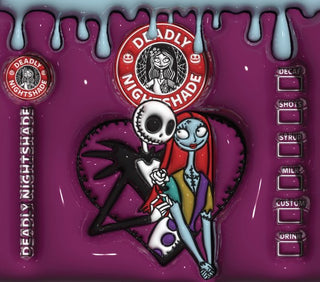 Deadly Nightshade: Skeleton and Patchwork Couple coffee parody — flat artwork preview
