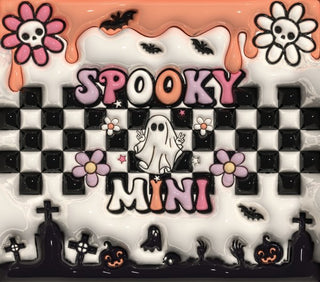 Spooky Mini: ghost and checkerboard — flat artwork preview