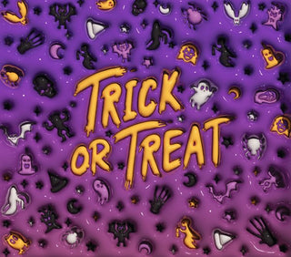Trick or Treat: purple Halloween icon pattern — flat artwork preview