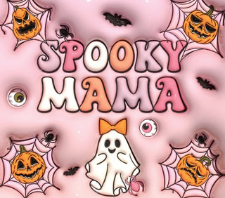 Spooky Mama: witch-hat ghost and pumpkins — flat artwork preview