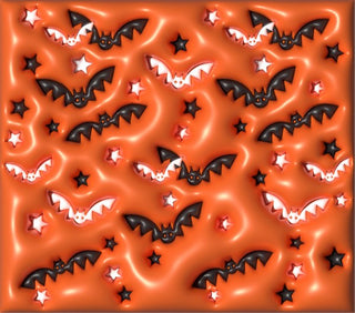 Black and white bats on orange — flat artwork preview