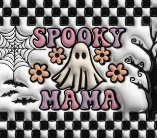 Spooky Mama: ghost and checkerboard — flat artwork preview