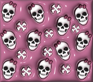 Skulls with pink bows and crossbones — flat artwork preview