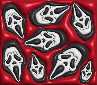 Black Screaming-Mask Character mask pattern on red — flat artwork preview
