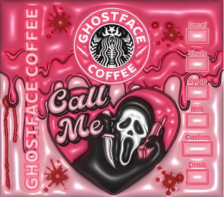 Screaming-Mask Character coffee parody: Call Me heart — flat artwork preview