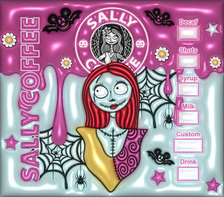 Patchwork Doll coffee parody with spiderwebs — flat artwork preview
