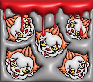 Sinister Clown faces with blood drips — flat artwork preview