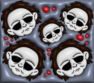 Pale-Masked Character face pattern on blue-gray — flat artwork preview