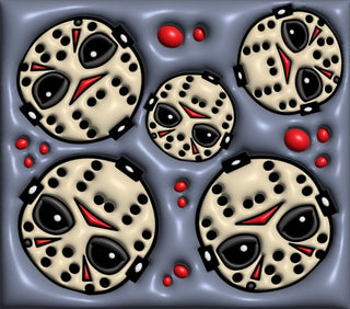 Hockey-Masked Character mask pattern on blue-gray — flat artwork preview
