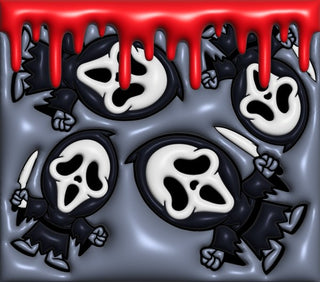 Screaming-Mask Character figures with blood drips — flat artwork preview