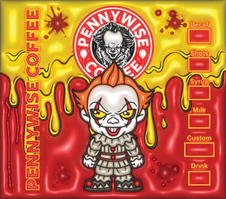 Sinister Clown coffee parody on yellow — flat artwork preview