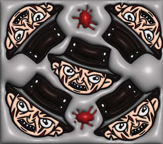 Fedora-Wearing Horror Character faces on gray — flat artwork preview