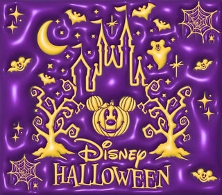 Spooky Halloween castle and mouse-ear pumpkin — flat artwork preview