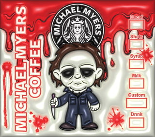 Pale-Masked Character coffee parody — flat artwork preview