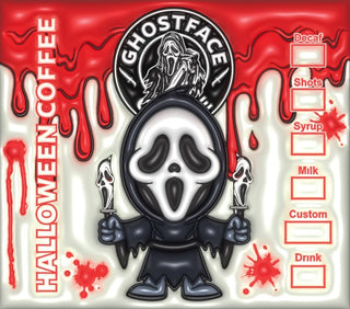 Screaming-Mask Character Halloween coffee parody — flat artwork preview