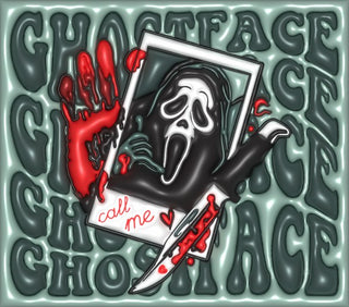 Screaming-Mask Character Call Me on teal-green — flat artwork preview